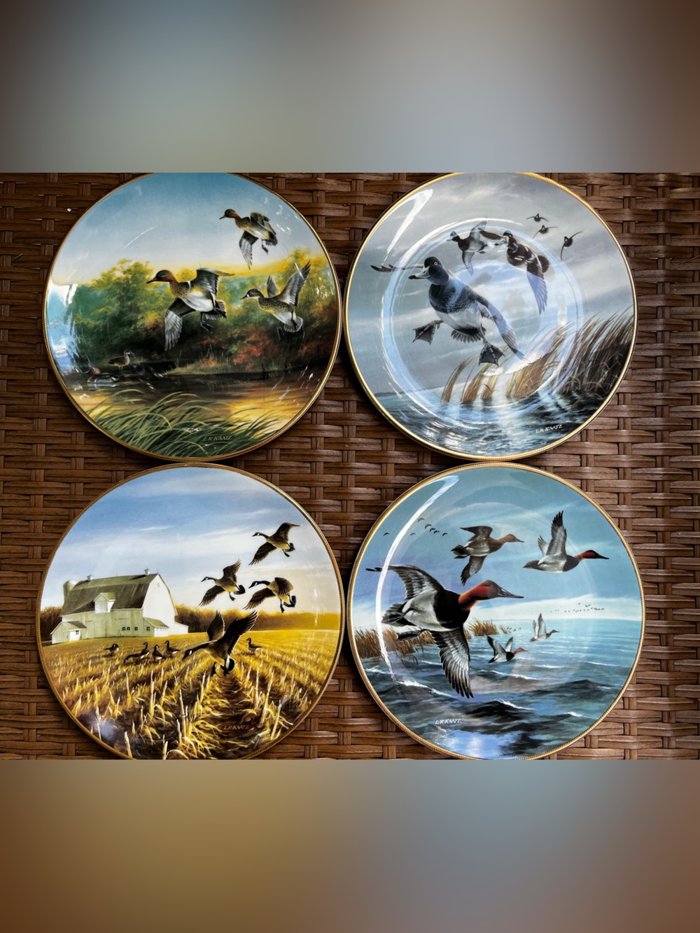 4 Pc Ducks Unlimited Plate Set W.L. George Fine China Classic Waterfowl